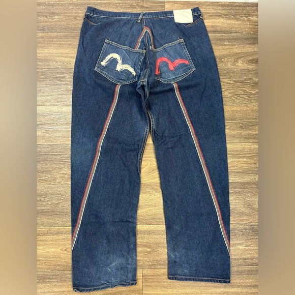 Y2K EVISU Jeans Baggy Fit Mens 40x34 Button Fly Cotton - Main Image